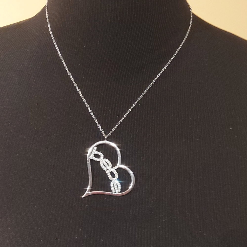 Bebe Silver Heart and Bling Necklace